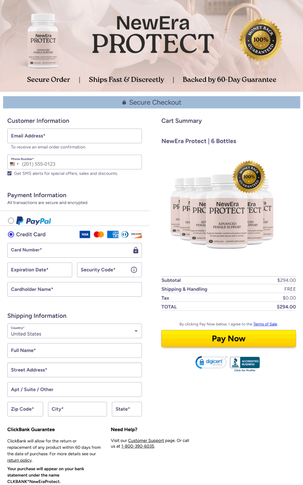 Secure checkout for NewEra Protect, ensuring safe payment and customer data protection